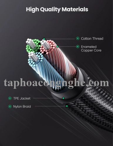 Ugreen 60845 0.5M màu đen 3.5mm 3 ngấn nối dài Cáp âm thanh dây bện nylon 50cm hỗ trợ micro AV118 30060845
